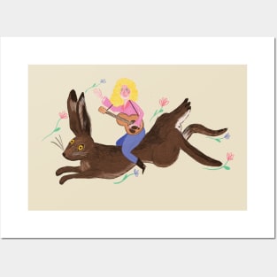 Dolly Parton riding a hare Posters and Art